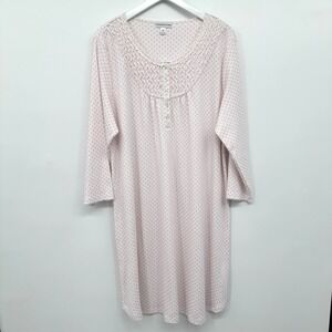 Miss Elaine Gown Nightgown Size XL Pink Cotton Blend Knit Cottagecore Romantic